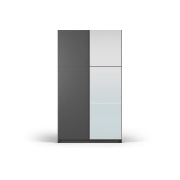 Armadio grigio scuro con specchio e ante scorrevoli 122x215 cm Lisburn - Cosmopolitan Design