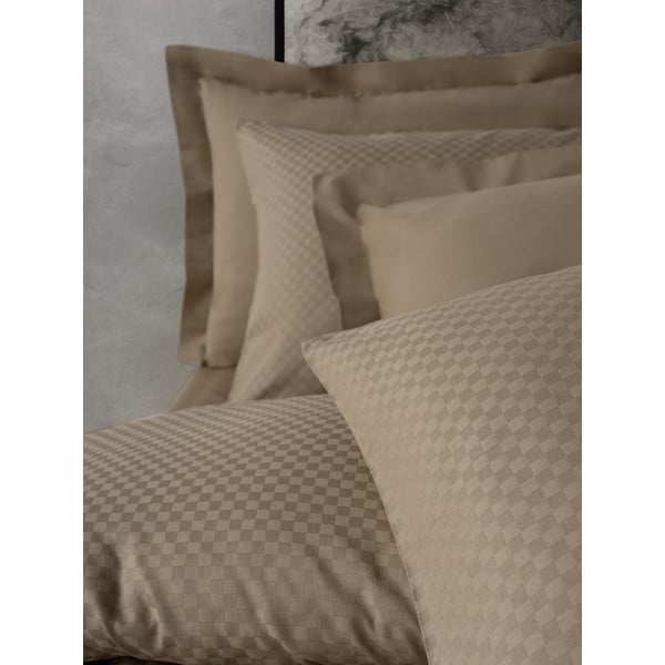 Set copripiumino e federa marrone in cotone renforcé per letto matrimoniale ed esteso 240x220 cm Checkered – Mila Home Luxury-image-2
