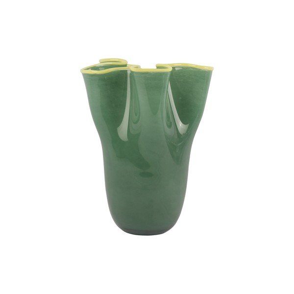 Vaso verde in vetro fatto a mano (altezza totale 31,5 cm) Ruffles – PT LIVING