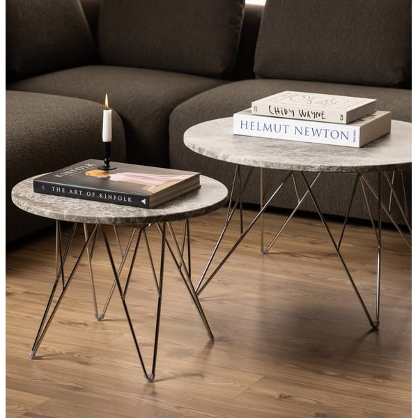 Tavolino rotondo in marmo ø 55 cm Prunus - Actona-image-1