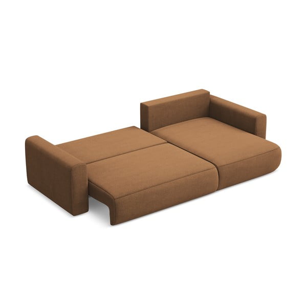Divano angolare color terracotta allungabile/con contenitore (con penisola a destra/con chaise lounge) Kapua – Makamii-image-4