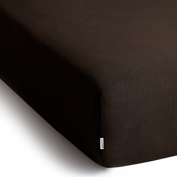 Lenzuolo con angoli marrone scuro in jersey 160x200 cm Amber – Restilo-image-2