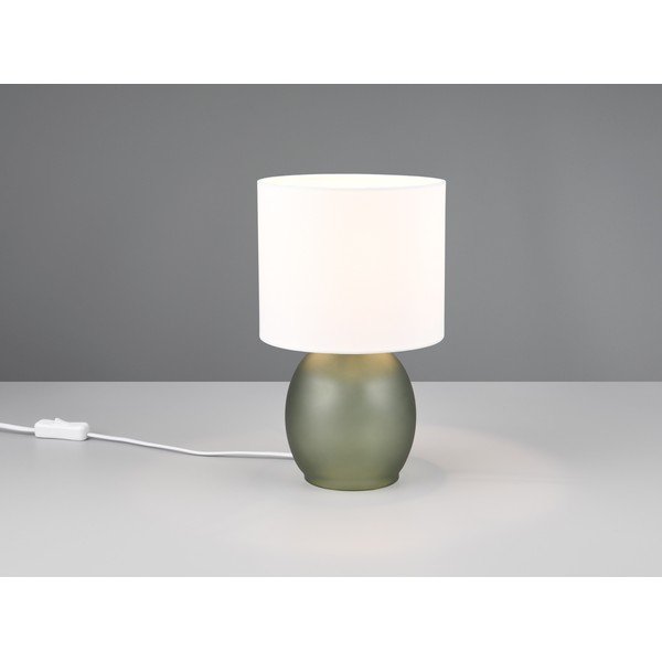 Lampada da tavolo bianco-verde con paralume in tessuto (altezza 29 cm) Vela - Trio-image-2