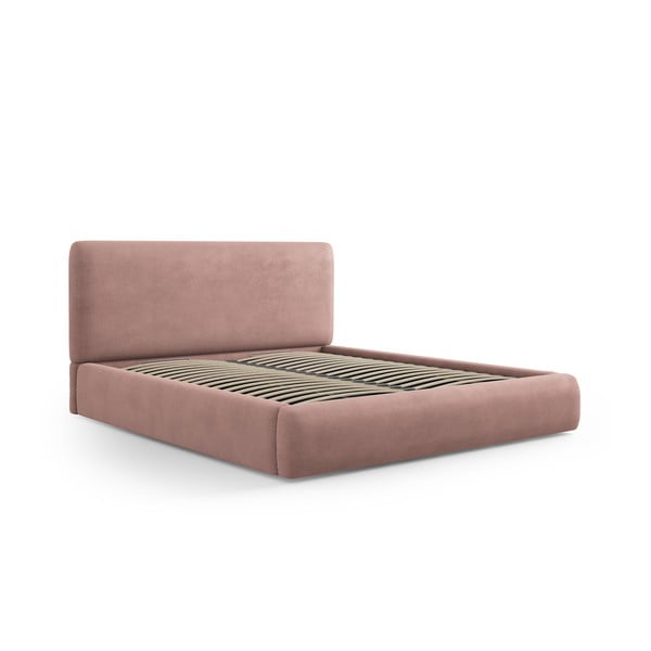 Letto matrimoniale imbottito rosa con contenitore e doghe 180x200 cm Colonel - Cosmopolitan Design