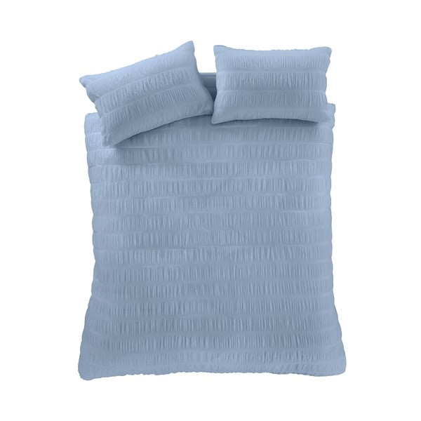 Lenzuola in crêpe blu per letto matrimoniale 200x200 cm Seersucker - Catherine Lansfield-image-2