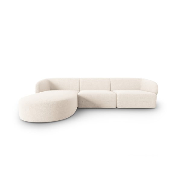 Divano angolare beige (con penisola a sinistra/con chaise lounge) con rivestimento in ciniglia Paolo – Milo Casa