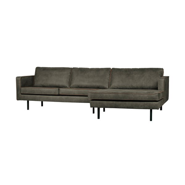 Divano angolare grigio (con penisola a destra/con chaise lounge) con rivestimento in finta pelle Rodeo – WOOOD-image-1
