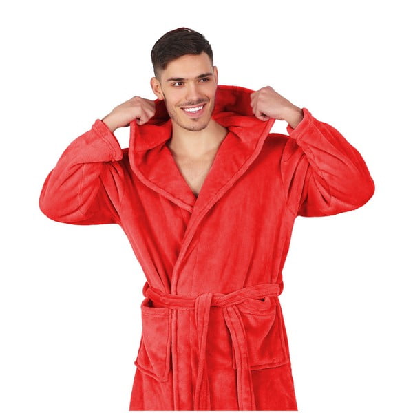 Accappatoio unisex rosso in microfibra, taglia M Robby - DecoKing-image-3