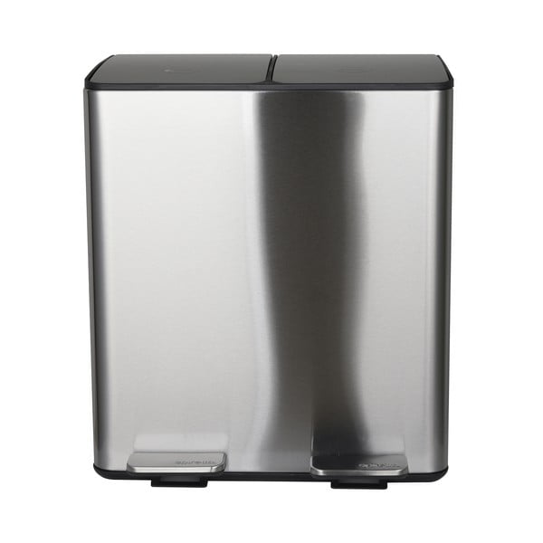 Cestino per la spazzatura color argento opaco in acciaio per raccolta differenziata/con pedale 2x20 l   Aliya – Spirella-image-2