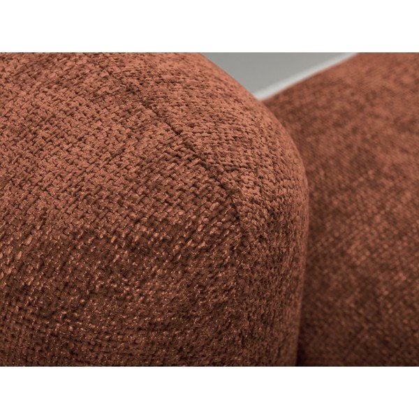 Divano angolare color terracotta allungabile/con contenitore (con penisola a destra/con chaise lounge) con rivestimento in ciniglia Mele – Makamii-image-1