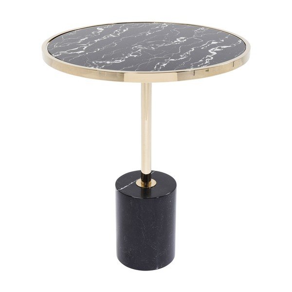 Tavolino nero con base in oro Base, ø 46 cm San Remo - Kare Design