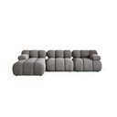 Divano angolare componibile grigio chiaro (con penisola a sinistra/con chaise lounge) con rivestimento in velluto Bellis – Micadoni 