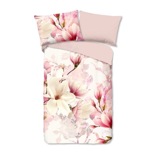 Biancheria da letto in flanella bianca e rosa per letto singolo 140x200 cm Christel - Good Morning