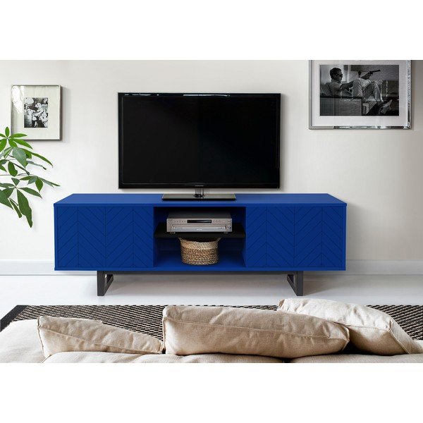 Tavolo TV blu Camden Herringbone - Woodman-image-1