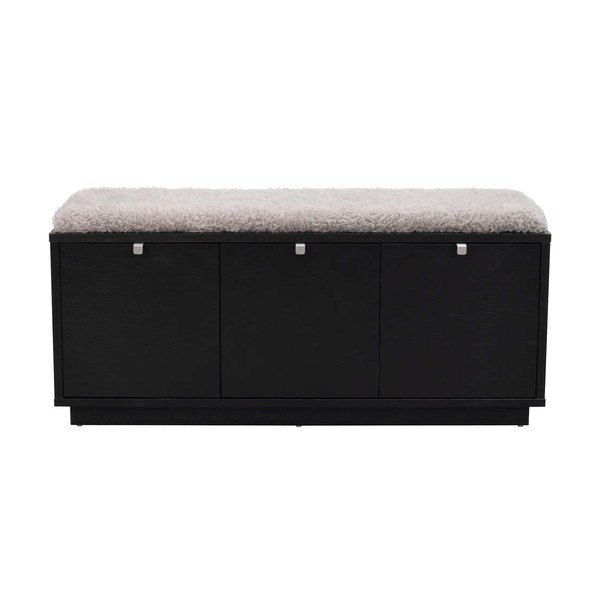 Scarpiera nera con panca grigia 106 cm Confetti - Rowico-image-2