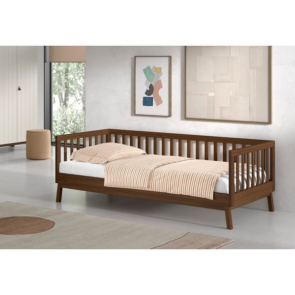 Letto da bambini marrone in pino massiccio con rete inclusa 90x200 cm Sezane – Vipack-image-1