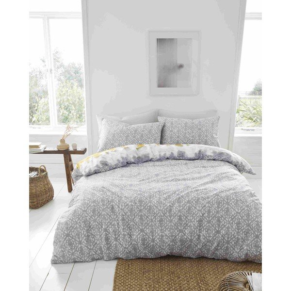 Biancheria da letto in cotone giallo-grigio 200x200 cm Hermosa - Pineapple Elephant-image-3