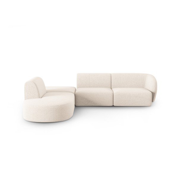 Divano angolare beige (con penisola a sinistra/a L) con rivestimento in ciniglia Paolo – Milo Casa