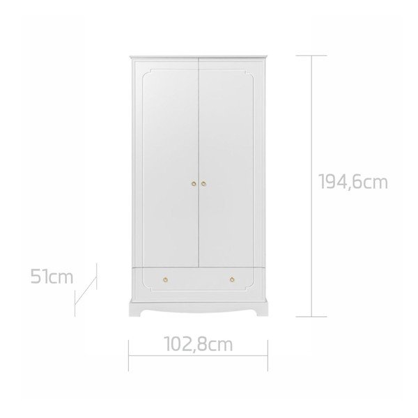 Armadio bianco per bambini 102,8x195 cm Royal - BELLAMY-image-4