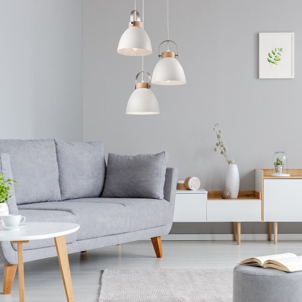 Lampadario bianco con paralume in metallo ø 37 cm Danielle – LAMKUR-image-1