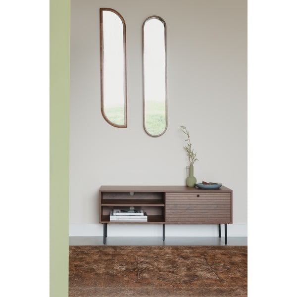 Mobile TV marrone con effetto noce 120x50x40 cm Stripes – White Label-image-1