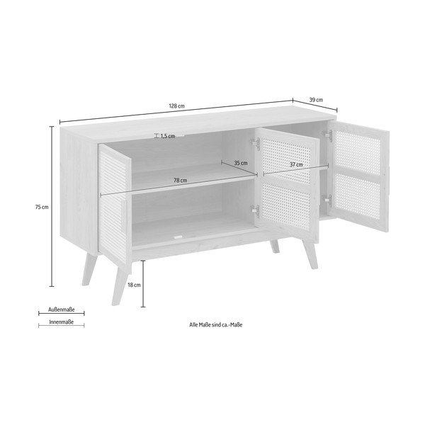 Cassettiera bassa effetto rovere naturale 128x75 cm Bridget - Støraa-image-4