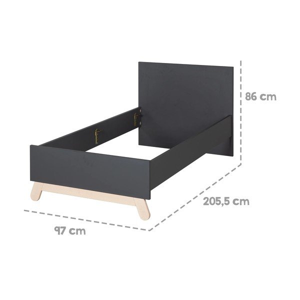 Letto nero per bambini 90x200 cm Jara - Roba-image-3