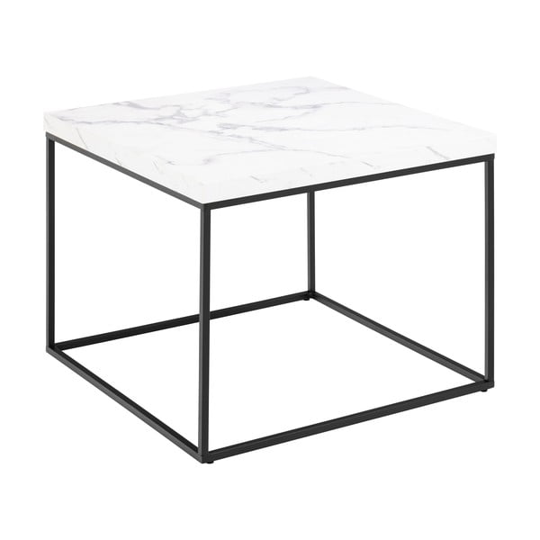 Tavolino bianco con piano in marmo 60x60 cm Barossa - Actona-image-3