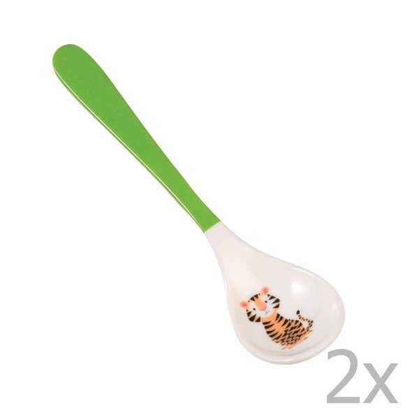 Set di 2 cucchiai verdi per bambini Jim The Tiger - Rex London