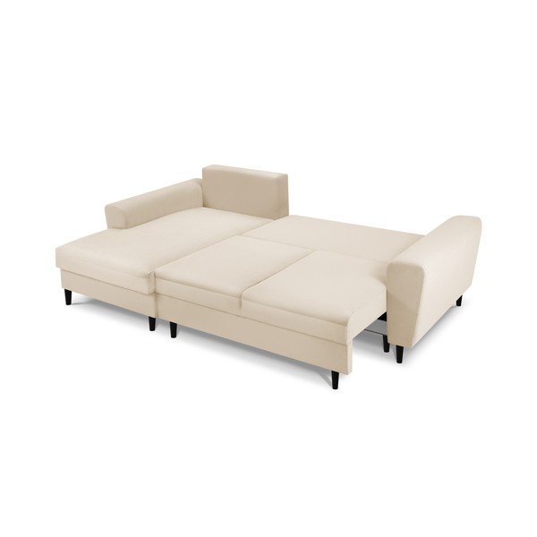Divano angolare beige allungabile e con contenitore (con penisola a sinistra/con chaise lounge) con rivestimento in velluto a coste Kyoto – Cosmopolitan Design-image-2