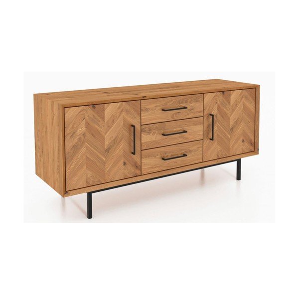 Cassettiera bassa in legno di quercia in colore naturale 144x65 cm Abies - The Beds-image-2