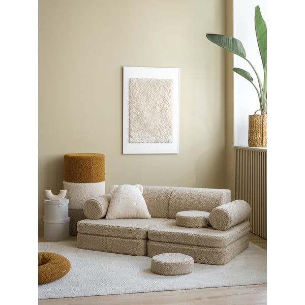 Divano per bambini marrone chiaro con rivestimento in bouclé 132 cm Settee – Wigiwama-image-3
