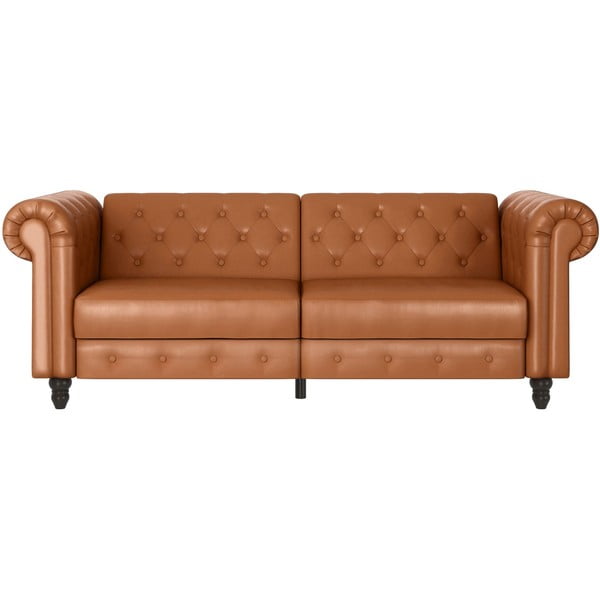 Divano letto in similpelle marrone cognac 236 cm Felix - Støraa