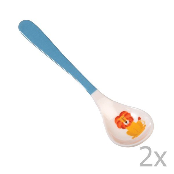 Set di 2 cucchiai blu per bambini Charlie The Lion - Rex London