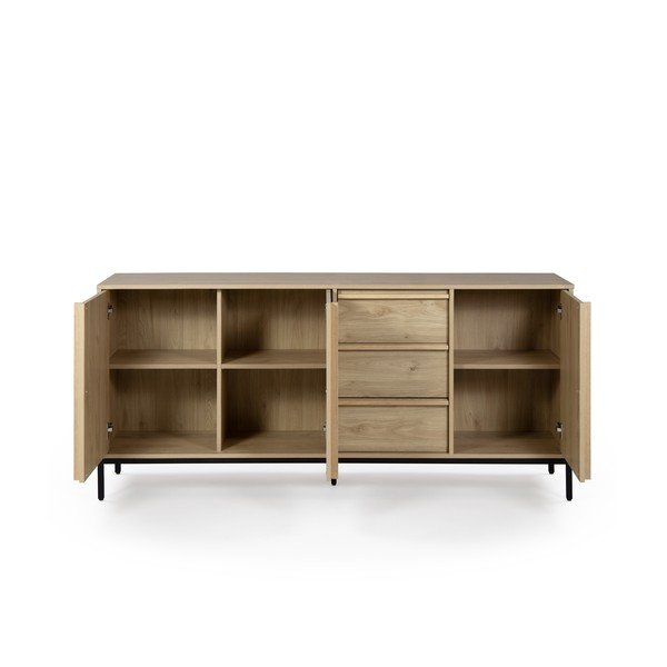 Credenza di colore naturale con effetto rovere 180x80x40 cm Luc – Marckeric-image-2