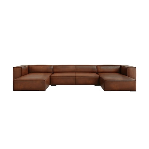 Divano angolare in pelle marrone cognac (a U) Madame - Windsor & Co Sofas