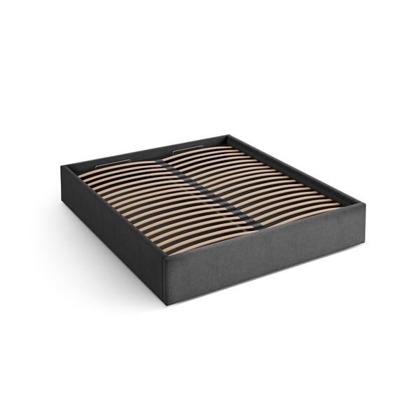 Letto matrimoniale imbottito color antracite con contenitore/senza testiera con rete inclusa 200x200 cm Susan – Micadoni 