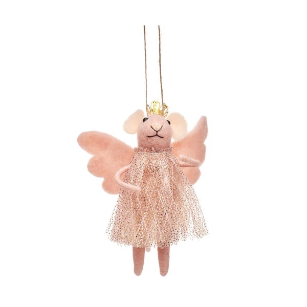 Decorazione per albero di natale in tessuto fatta a mano 13 cm Pink Princess Fairy Mouse – Sass & Belle