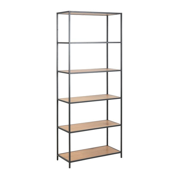 Scaffale nero-color legno naturale effetto rovere 77x185 cm Seaford - Actona-image-1
