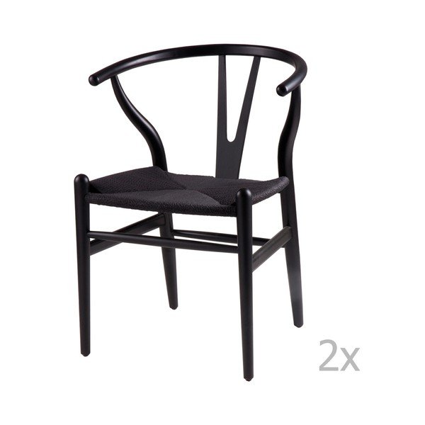 Set di 2 sedie da pranzo in legno nero Ada - sømcasa
