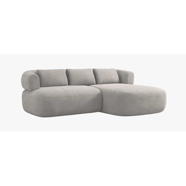 Divano angolare grigio chiaro (con penisola a destra/con chaise lounge) con rivestimento in bouclé Jenny – Micadoni 