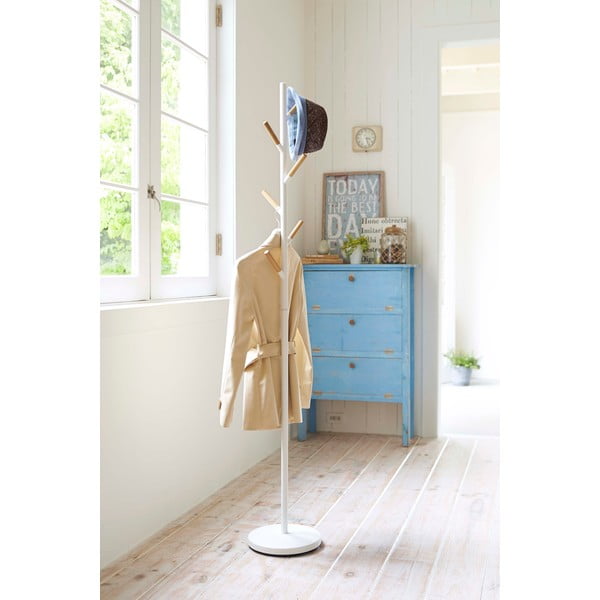 Appendiabiti a pavimento bianco con dettagli in faggio Appendiabiti a palo Plain - YAMAZAKI-image-1