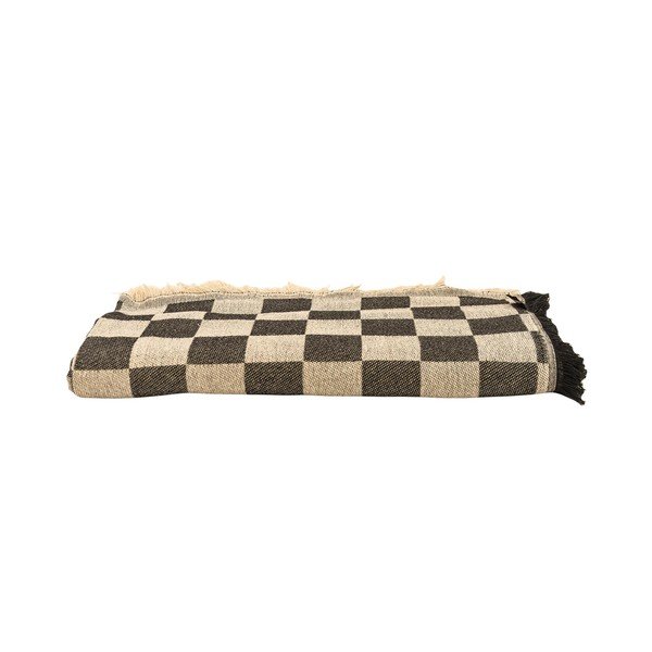 Copriletto nero e beige per letto matrimoniale 240x240 cm Black Checkerboard - Really Nice Things-image-2
