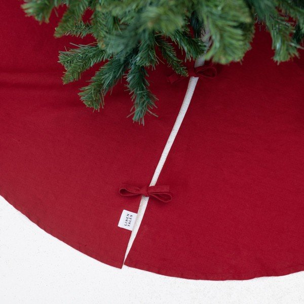Tappeto rotondo rosso sotto l'albero di Natale ø 125 cm Lava Falls - Linen Tales-image-1