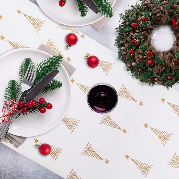 Runner da tavola in cotone con motivo natalizio 32x130 cm - Orion-image-1