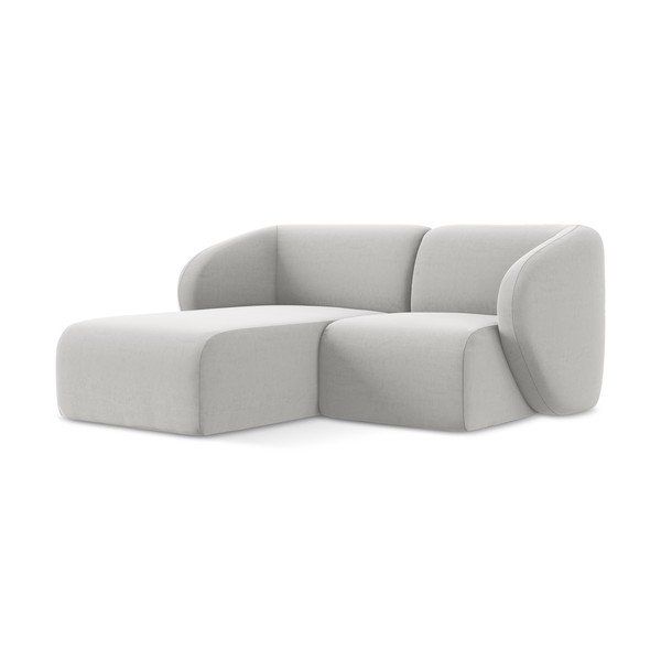 Divano angolare grigio chiaro (con penisola a sinistra/con chaise lounge) con rivestimento in velluto Lani – Makamii-image-1