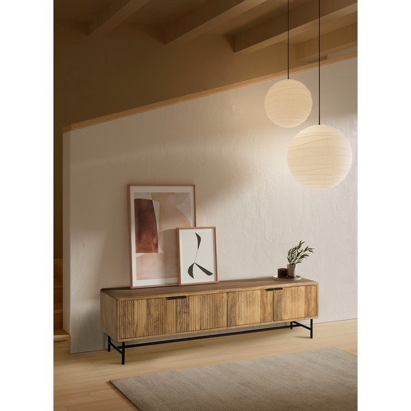 Mobile TV di colore naturale in mango massiccio 190x50x40 cm Mundra – MOME-image-1