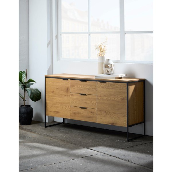 Cassettiera di colore naturale con effetto rovere 155x81x45 cm Cesura – Unique Furniture-image-1