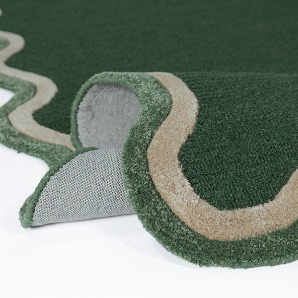 Tappeto verde scuro in misto lana tessuto a mano 200x290 cm Rivo Wool – Flair Rugs-image-2