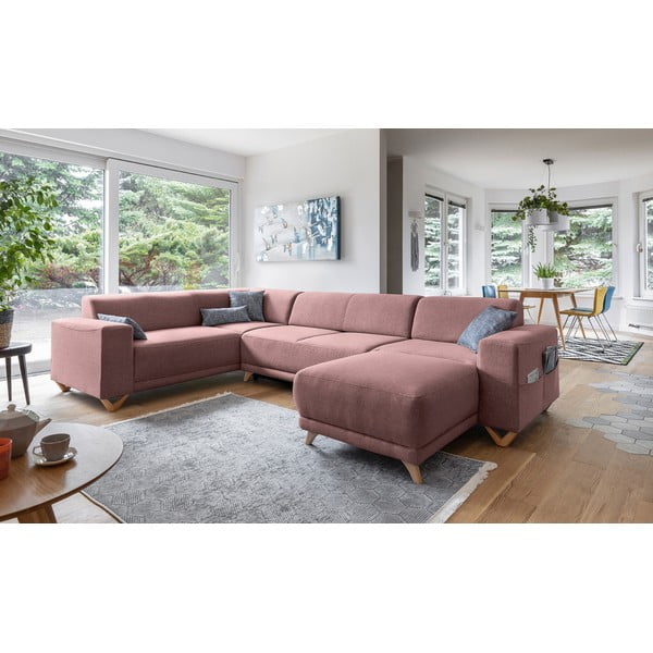 Divano angolare rosa allungabile e con contenitore (penisola a sinistra/a U) Classy Sophie – Miuform-image-3
